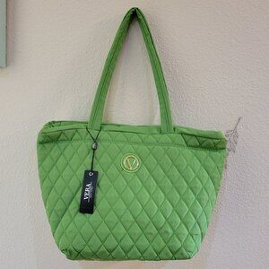Vera New York Wisteria Nylon Quilted Tote Bag Green